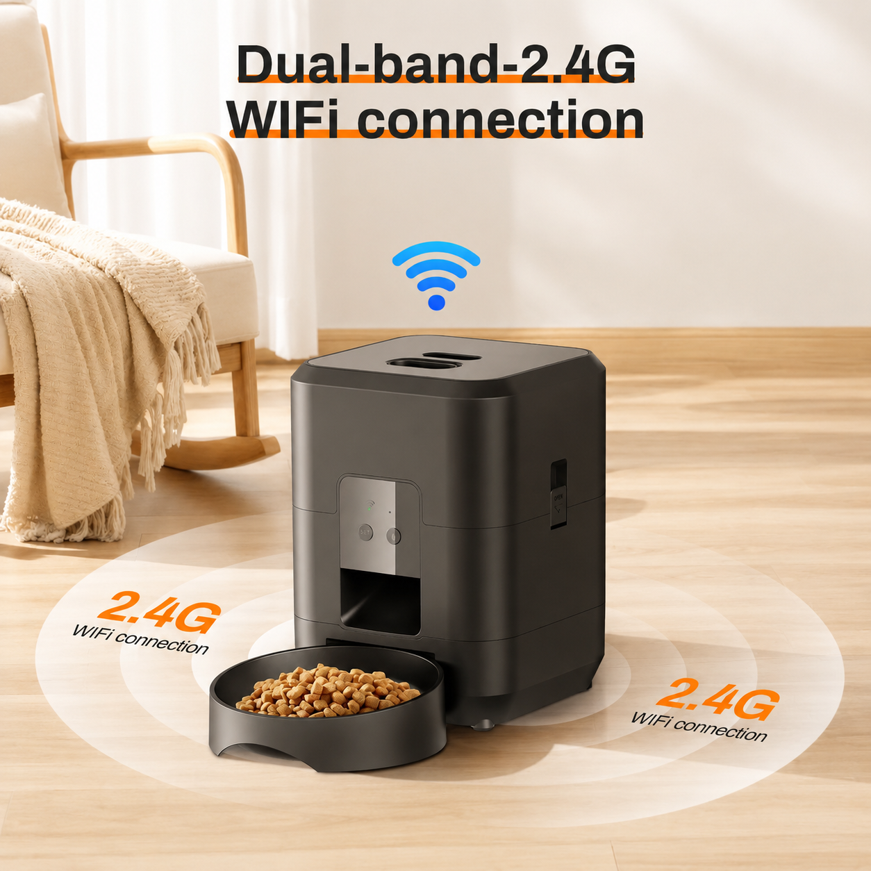 Automatic Pet Feeder | WiFi App, Voice & Battery Backup