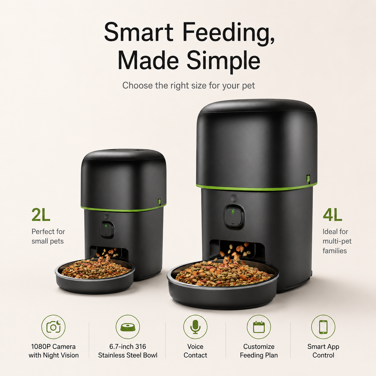 Automatic Pet Feeder with 1080P Camera & App Control