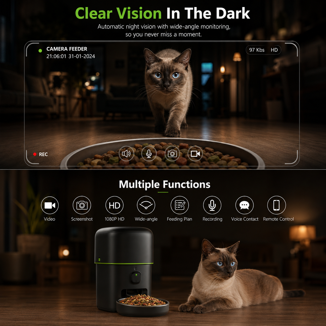 Automatic Pet Feeder with 1080P Camera & App Control