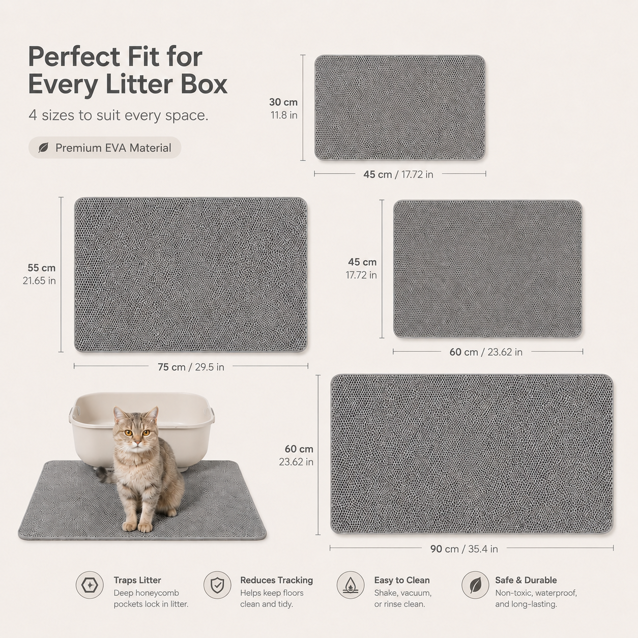 Cat Litter Mat | Waterproof Honeycomb Litter Trapper