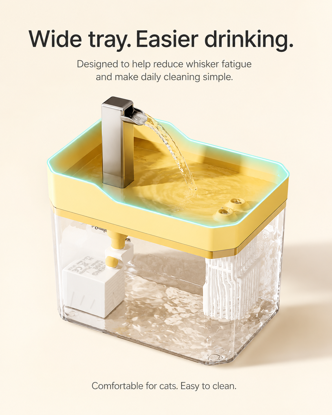 Cat Water Fountain 1.5L Filtered, Ultra Quiet