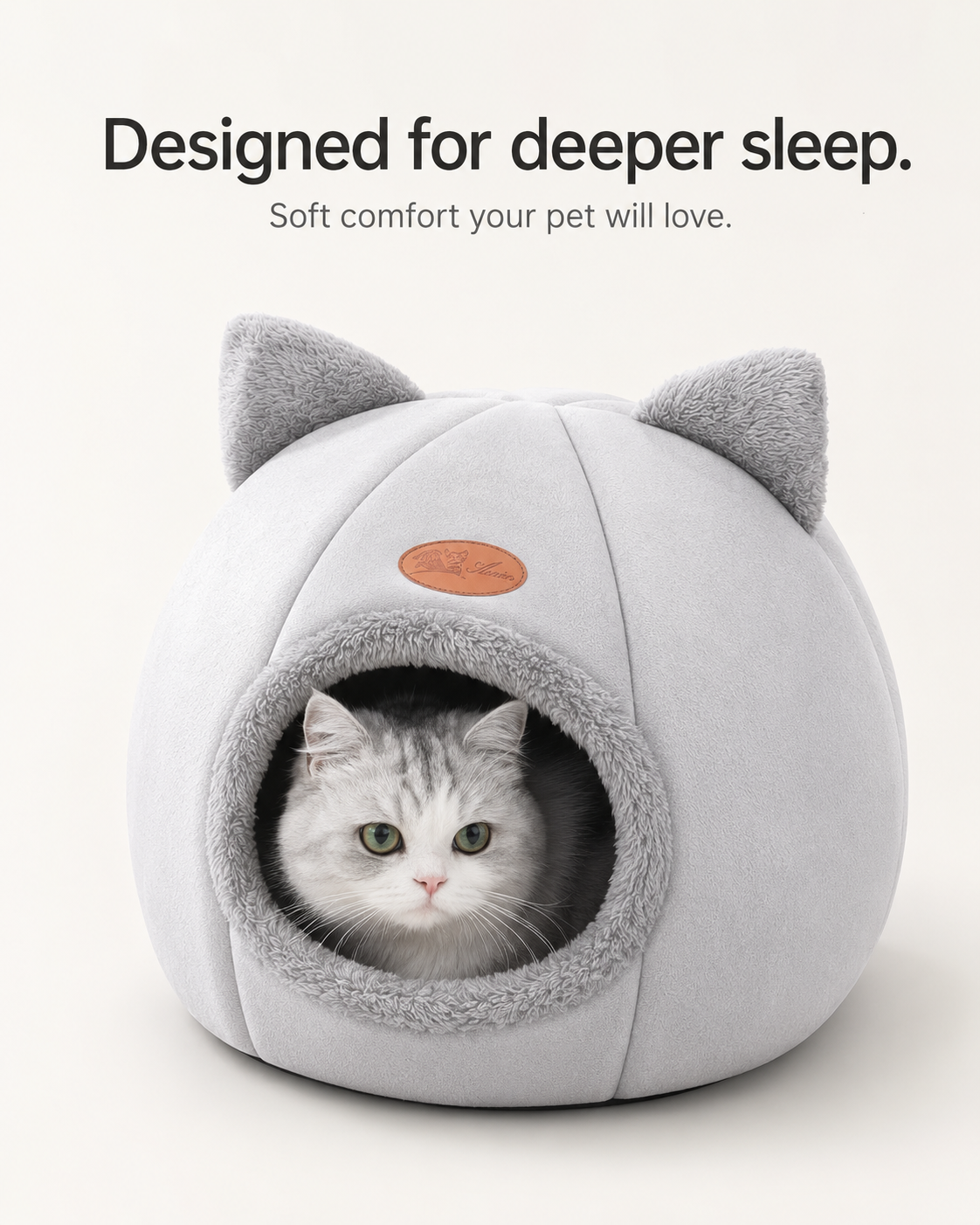 Calming Cat Cave Bed | Warm Enclosed Hideaway