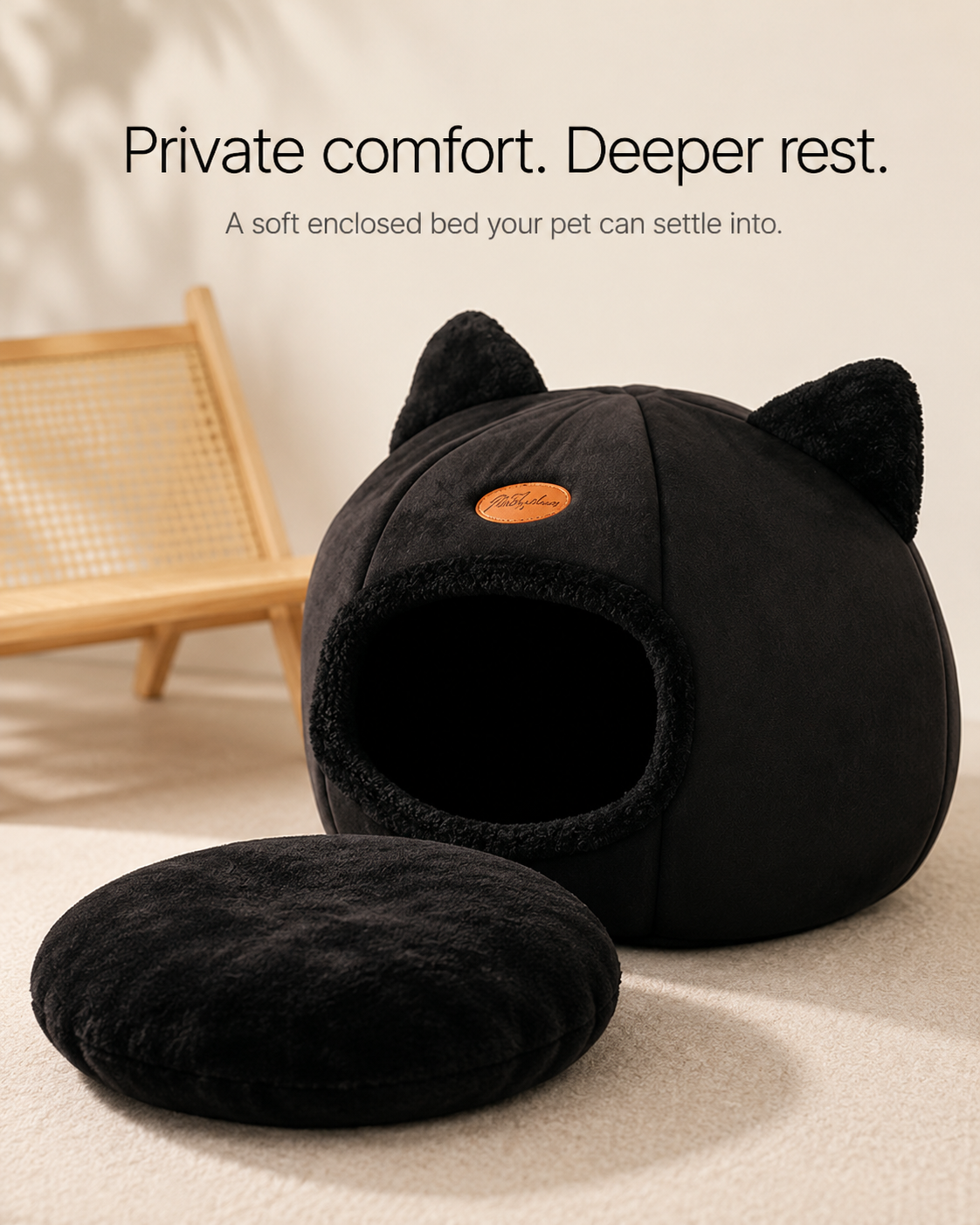Calming Cat Cave Bed | Warm Enclosed Hideaway