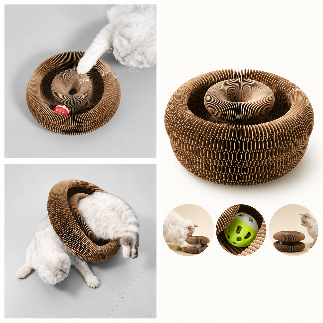 Foldable Cat Scratcher with Spinning Ball | Magnetic
