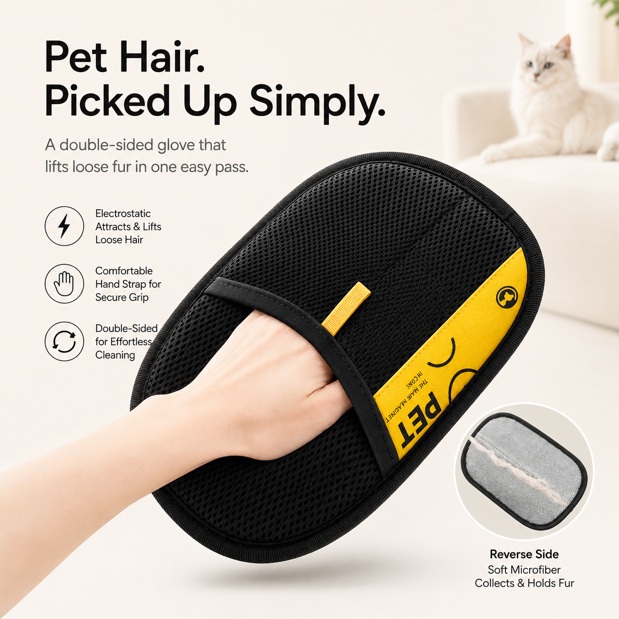 Reusable Pet Hair Remover Glove for Cats & Dogs