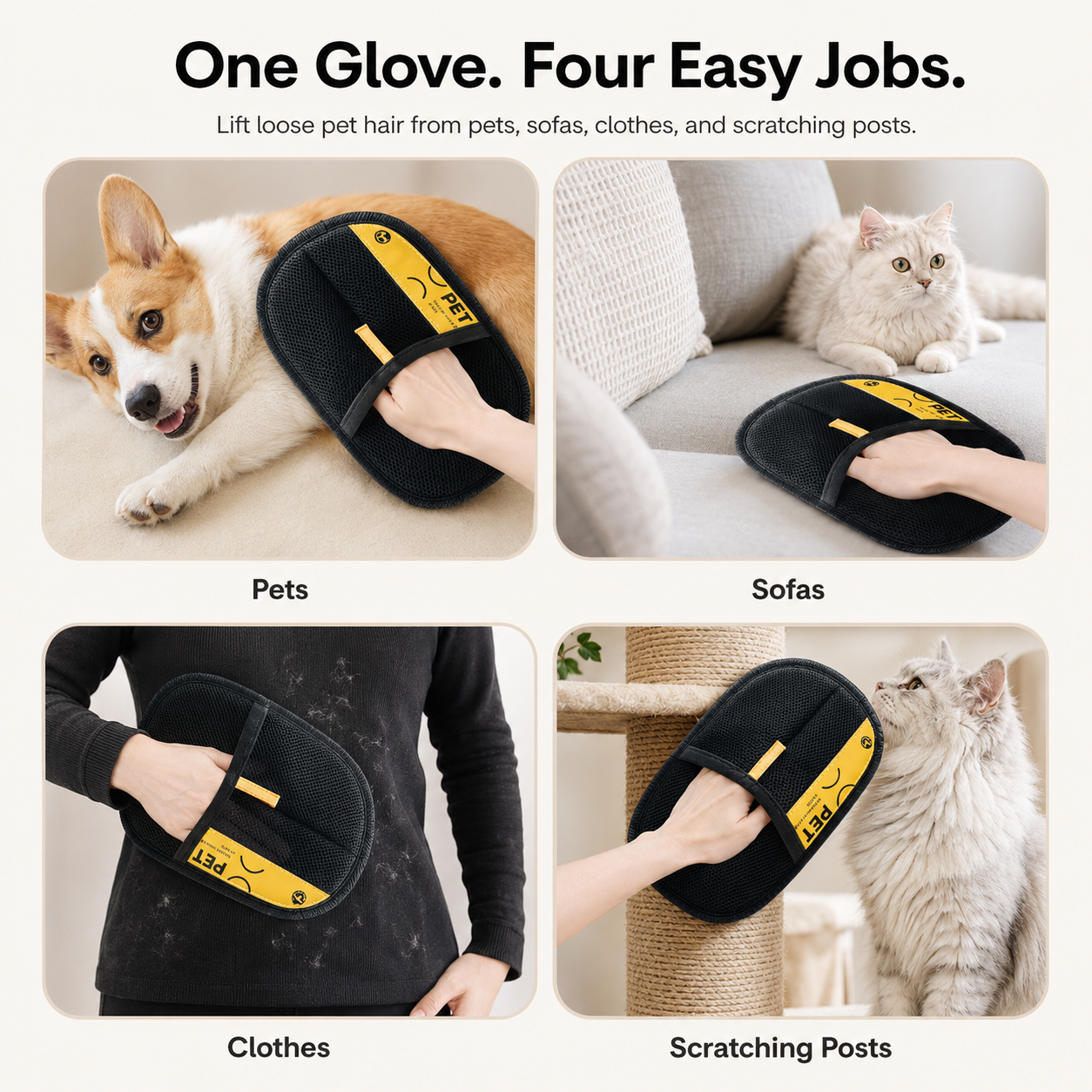 Reusable Pet Hair Remover Glove for Cats & Dogs