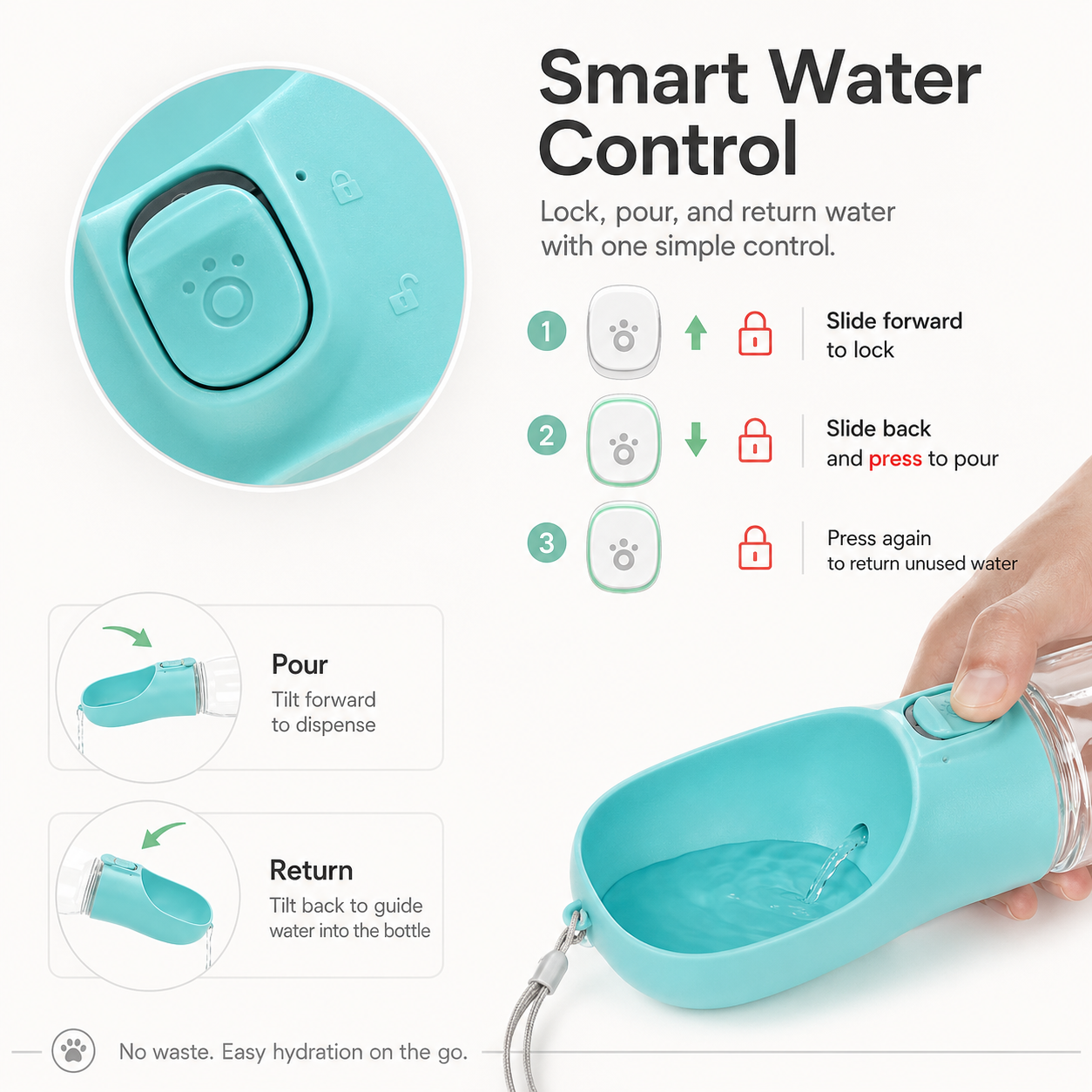 Portable Dog Water Bottle | Leakproof Travel Bowl