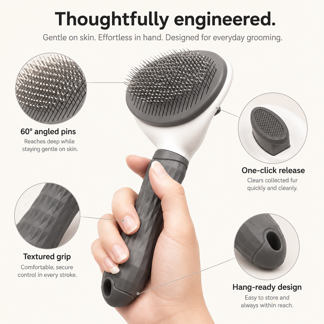 Self Cleaning Pet Brush for Dogs & Cats