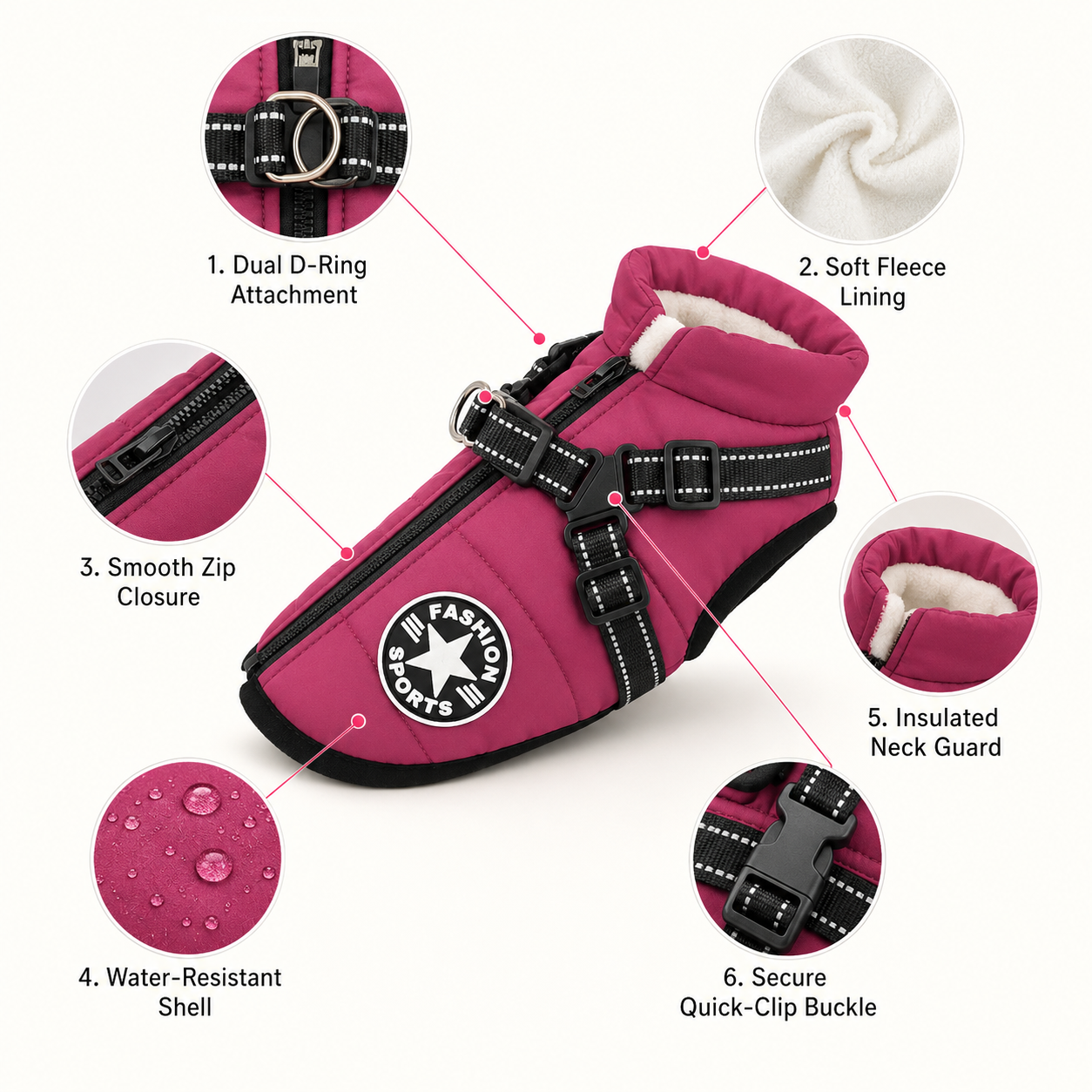 Waterproof Dog Winter Coat with Built In Harness | Small Dogs