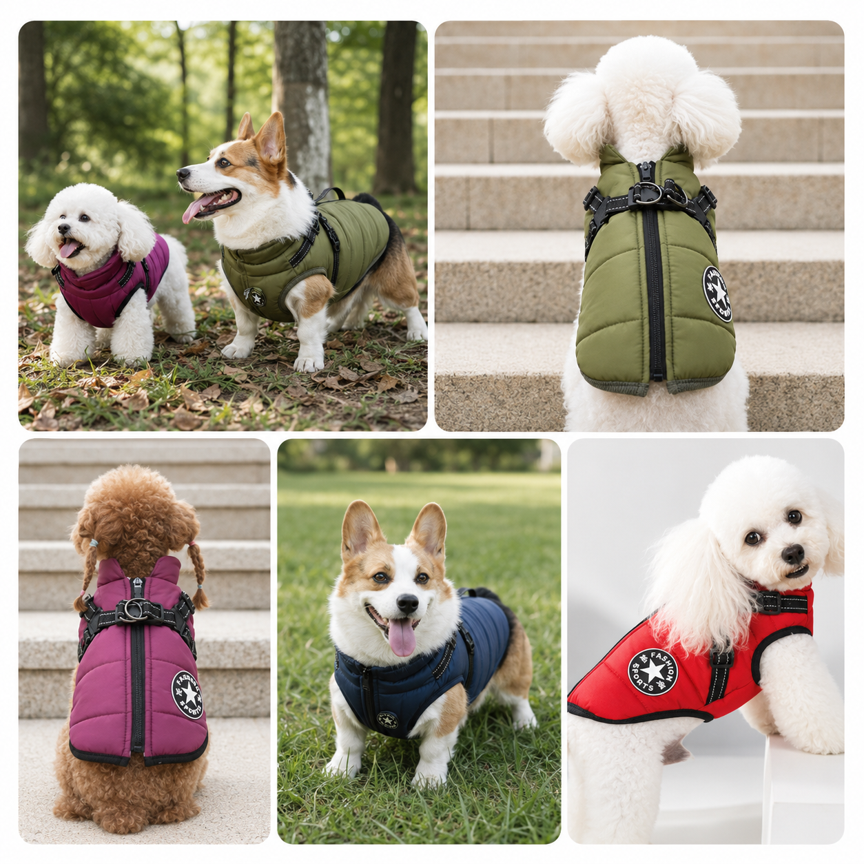 Waterproof Dog Winter Coat with Built In Harness | Small Dogs